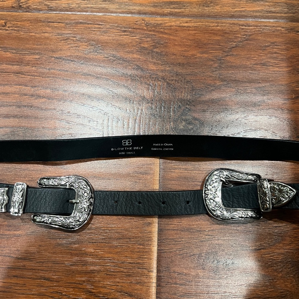 B-Low the Belt Black Leather with Ornate Silver Buckle